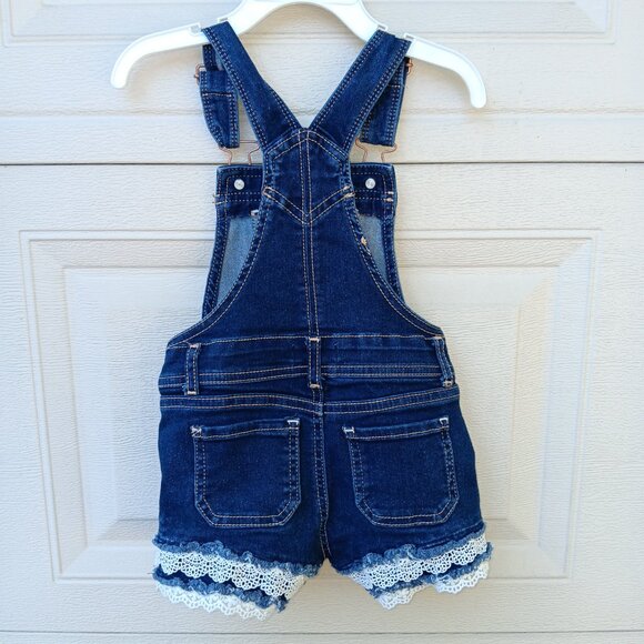 VTG Jordache Toddler Girl Shorts Overalls Size 3T Floral Embroidered Y2K Denim - Picture 4 of 5